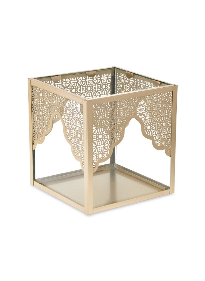 Lombi Candle Holder, Gold - 13.5X14 Cm