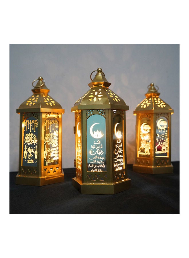 Eid Mubarak Lantern Ramadan Decoration Light Gold 30x12x15cm