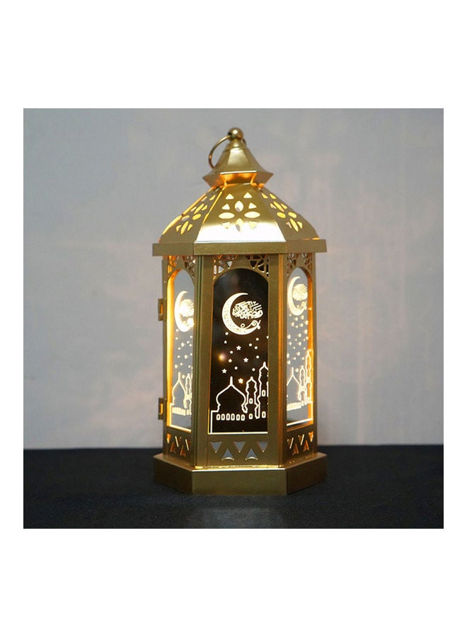 Eid Mubarak Lantern Ramadan Decoration Light Gold 30x12x15cm