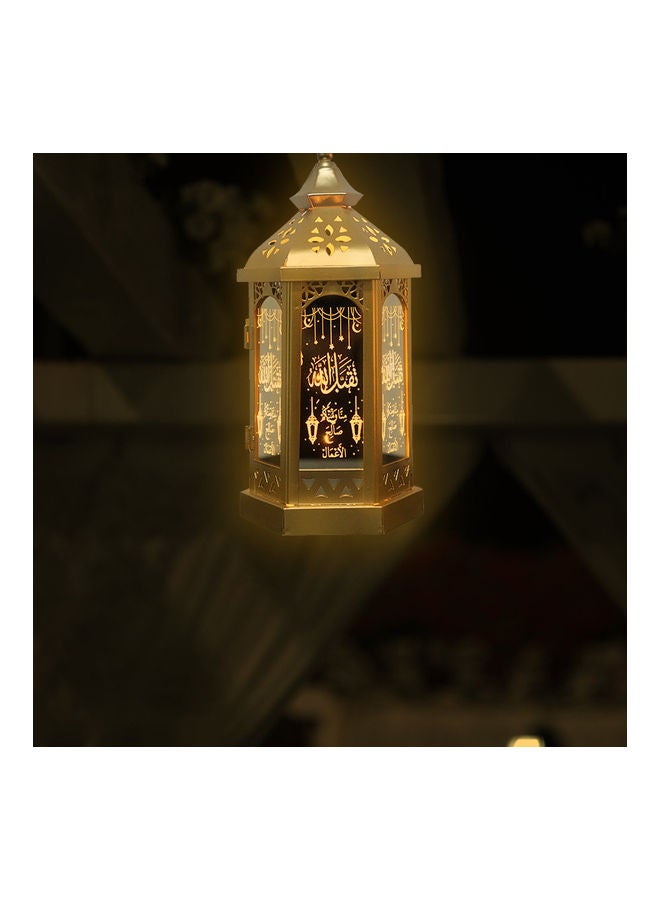 Eid Mubarak Lantern Ramadan Decoration Light Gold 30x12x15cm