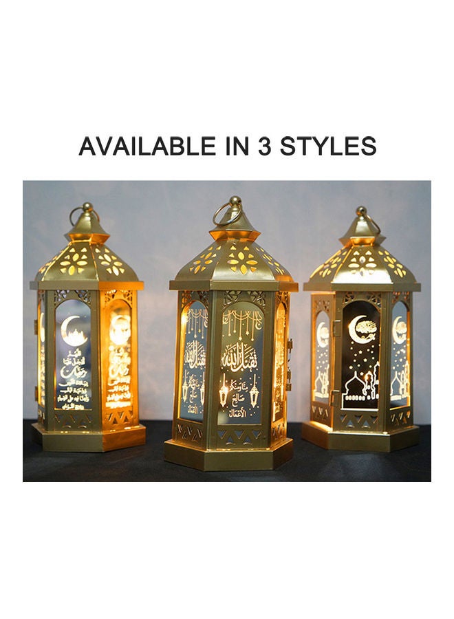 Eid Mubarak Lantern Ramadan Decoration Light Gold 30x12x15cm