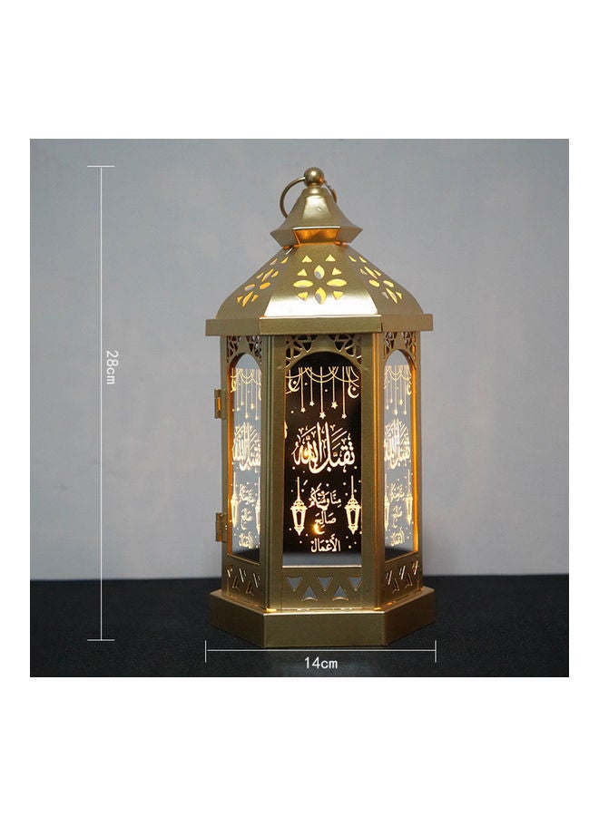 Eid Mubarak Lantern Ramadan Decoration Light Gold 30x12x15cm