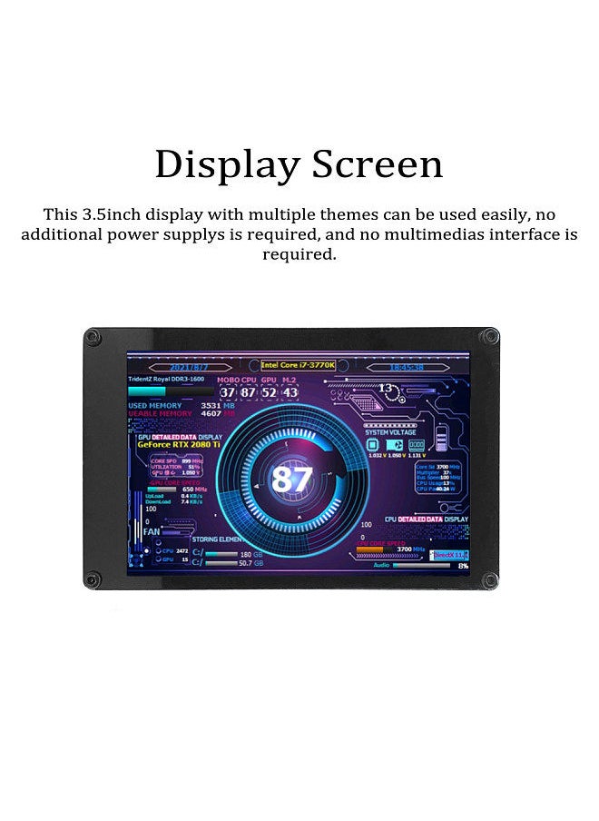 3.5 Inch IPS Display Screen Secondary Screen Mini Monitor Horizontal Vertical Screen Switching 360° Rotation Dual USB Ports