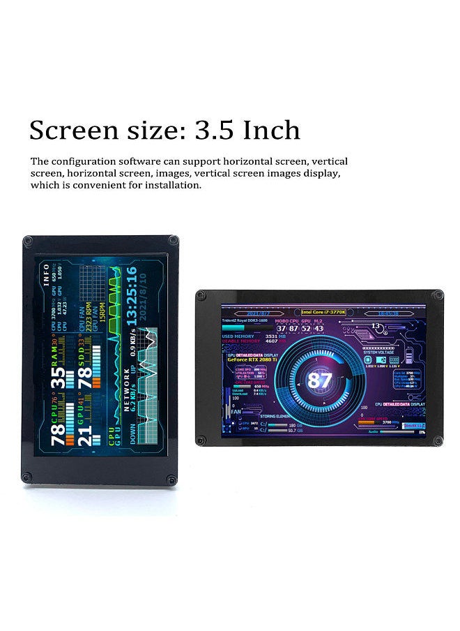 3.5 Inch IPS Display Screen Secondary Screen Mini Monitor Horizontal Vertical Screen Switching 360° Rotation Dual USB Ports