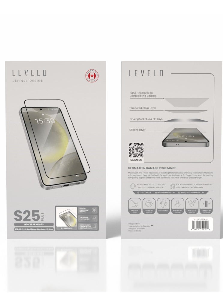 S25 Plus Screen Protector / 2.5D Silk Print High Silicone Aluminum / Oleophobic and Hydrophobic Coating / Instant Fingerprint Unlock / Air Bubble Prevention / Super Smooth & Responsive Coating Finish - Clear