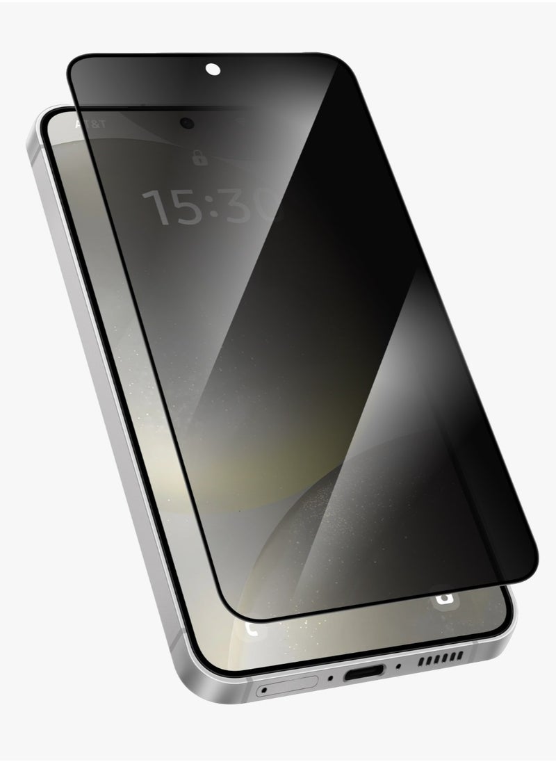 S25 Screen Protector / 2.5D Silk Print High Silicone Aluminum/Privacy Screen / Oleophobic and Hydrophobic Coating / Instant Fingerprint Unlock / Air Bubble Prevention / Super Smooth & Responsive Coating Finish - Black
