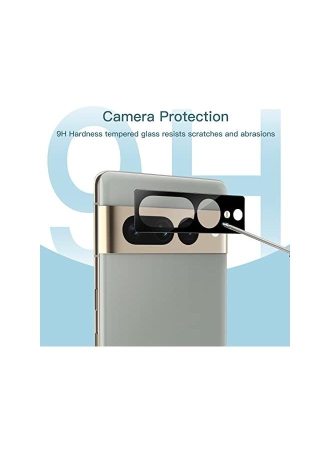Screen Protector for Google Pixel 7 Pro with Camera Lens Protector, Flexible TPU Film, Fingerprint ID Compatible, HD Clear, Easy Install, 2-Pack Each
