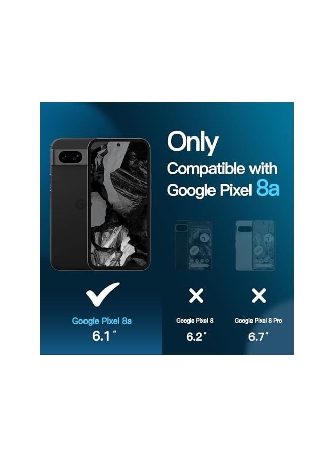 Screen Protector for Google Pixel 8a 6.1-Inch, Tempered Glass Film with Easy Installation Tool, Fingerprint Compatible, HD Clear, 3-Pack