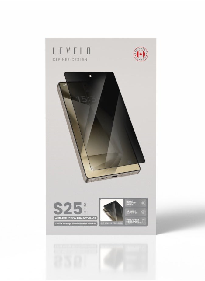 S25 Ultra Screen Protector / 2.5D Silk Print High Silicon Aluminum Glass AR / Oleophobic and Hydrophobic Coating / Instant Fingerprint Unlock / Air Bubble Prevention / Super Smooth & Responsive Coating Finish - Black