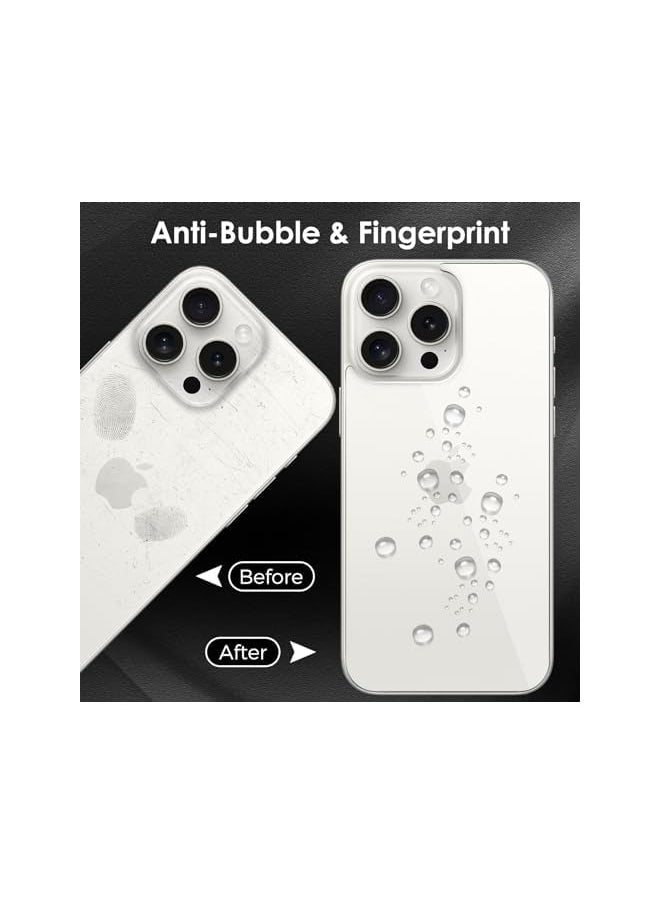 [2 Pack] Back Screen Protectors for iPhone 15 Pro Max, Bubble-Free & Scratch-Resistant Tempered Glass Back Film (6.7 inch)