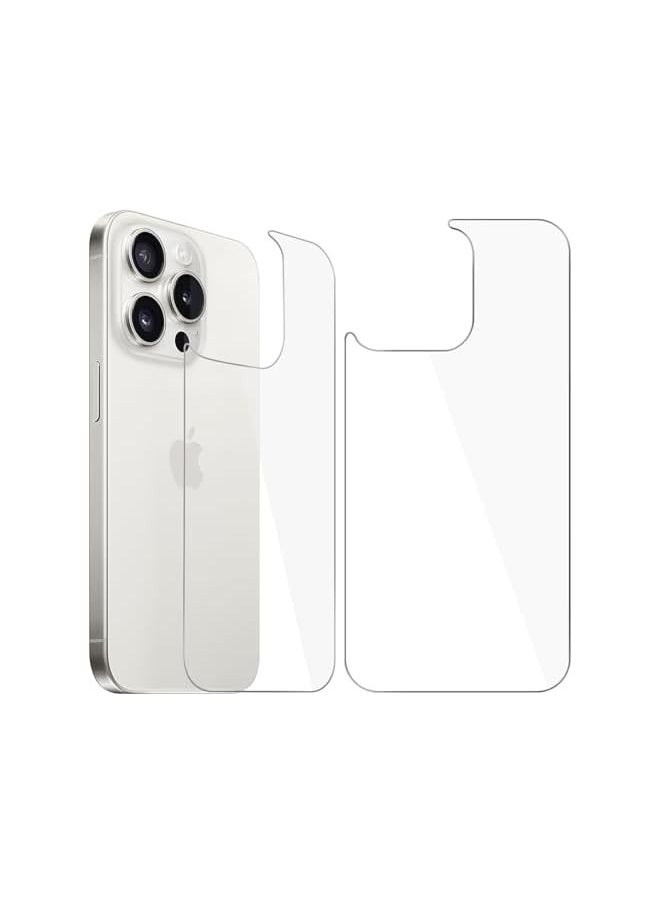 [2 Pack] Back Screen Protectors for iPhone 15 Pro Max, Bubble-Free & Scratch-Resistant Tempered Glass Back Film (6.7 inch)