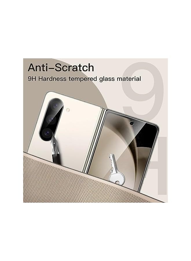 Front Screen Protector for Galaxy Z Fold 5 with Camera Lens Protector, 9H Tempered Glass Film, Anti-Scratch, HD Clear, 2-Pack Each