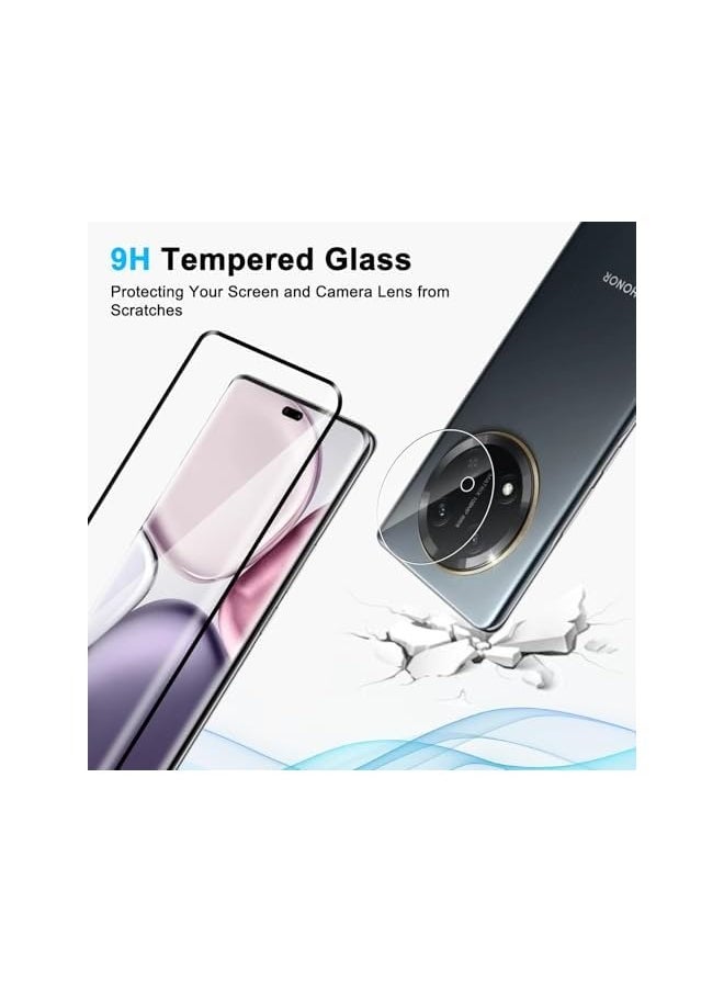 [2+2] Screen Protector Compatible with Honor X9c 5G, Tempered Glass Film with Camera Lens Protector, 9H Hardness Scratch Resistant, Anti-Fingerprint, HD Clear (Clear)