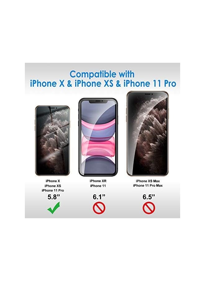 Privacy Screen Protector for iPhone 11 Pro, iPhone Xs and iPhone X 5.8-Inch, Anti Spy Tempered Glass Film, 2-Pack