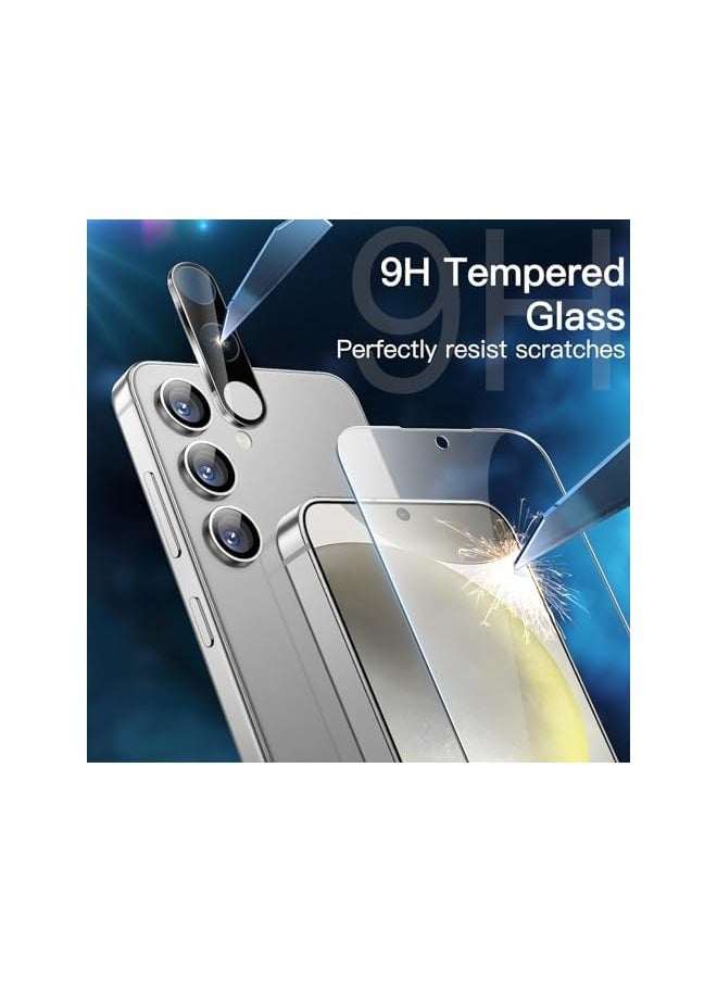 Screen Protector for Galaxy S24 5G 6.2-Inch with Camera Lens Protector, Tempered Glass Film, Fingerprint ID Compatible, HD Clear, 2-Pack Each