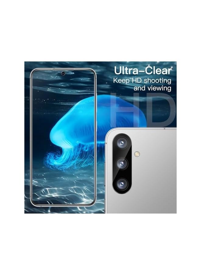 Screen Protector for Galaxy S24 5G 6.2-Inch with Camera Lens Protector, Tempered Glass Film, Fingerprint ID Compatible, HD Clear, 2-Pack Each
