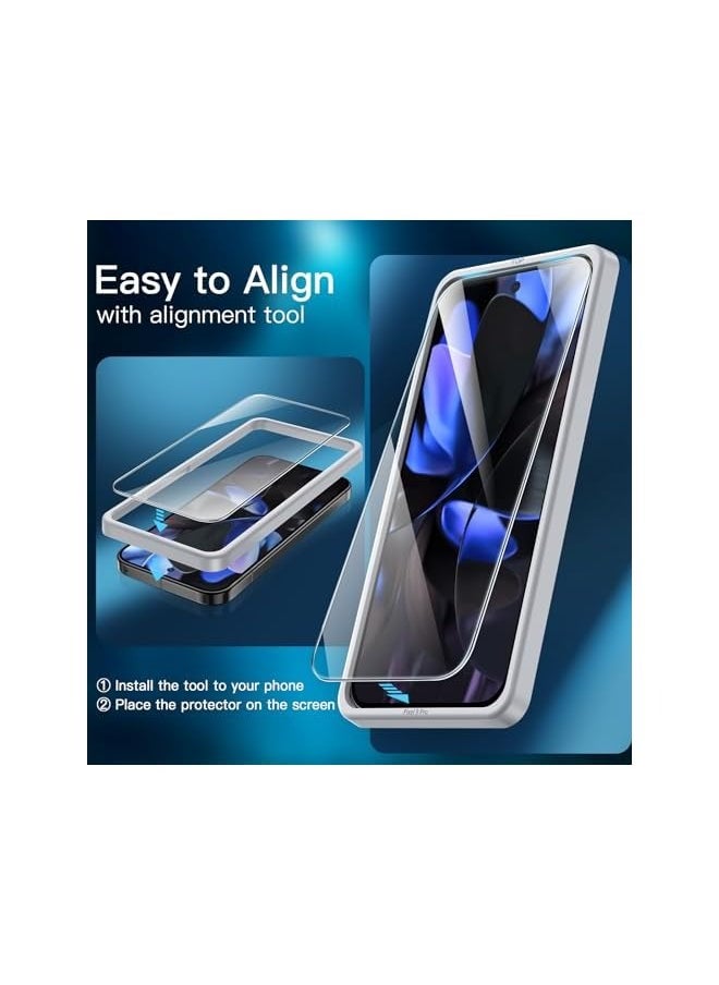 Screen Protector for Google Pixel 9 Pro with Camera Lens Protector, Easy Installation Tool, Fingerprint Compatible, Tempered Glass Film, HD Clear, 2-Pack Each