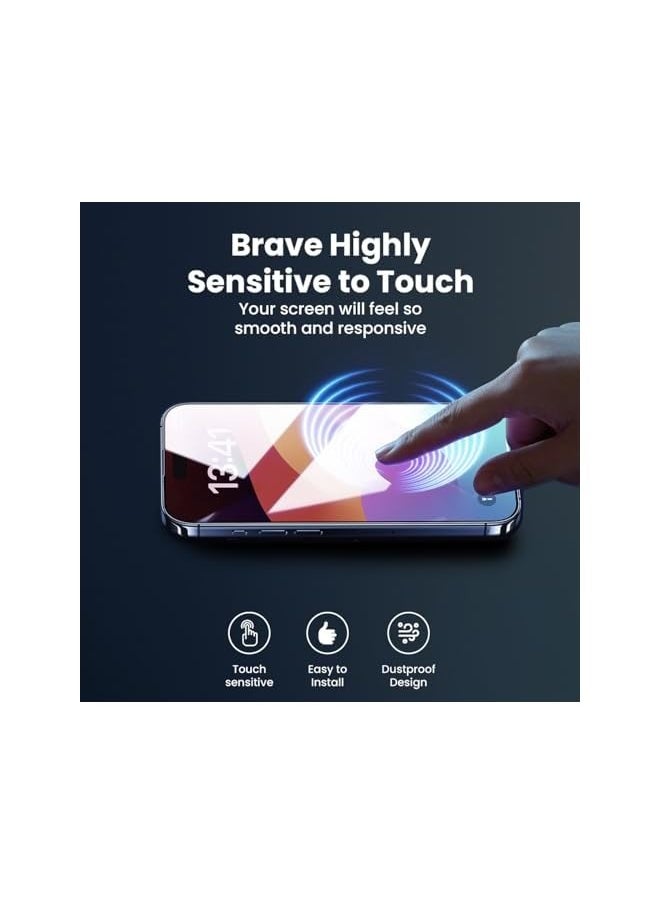 Premium Privacy iPhone 15 Pro Screen Protector 6.1 Inch, 9H Tempered Glass HD Clear, Anti-Spy & Anti-Scratch Bubble Free iPhone Glass Protector with Easy Installation Tray