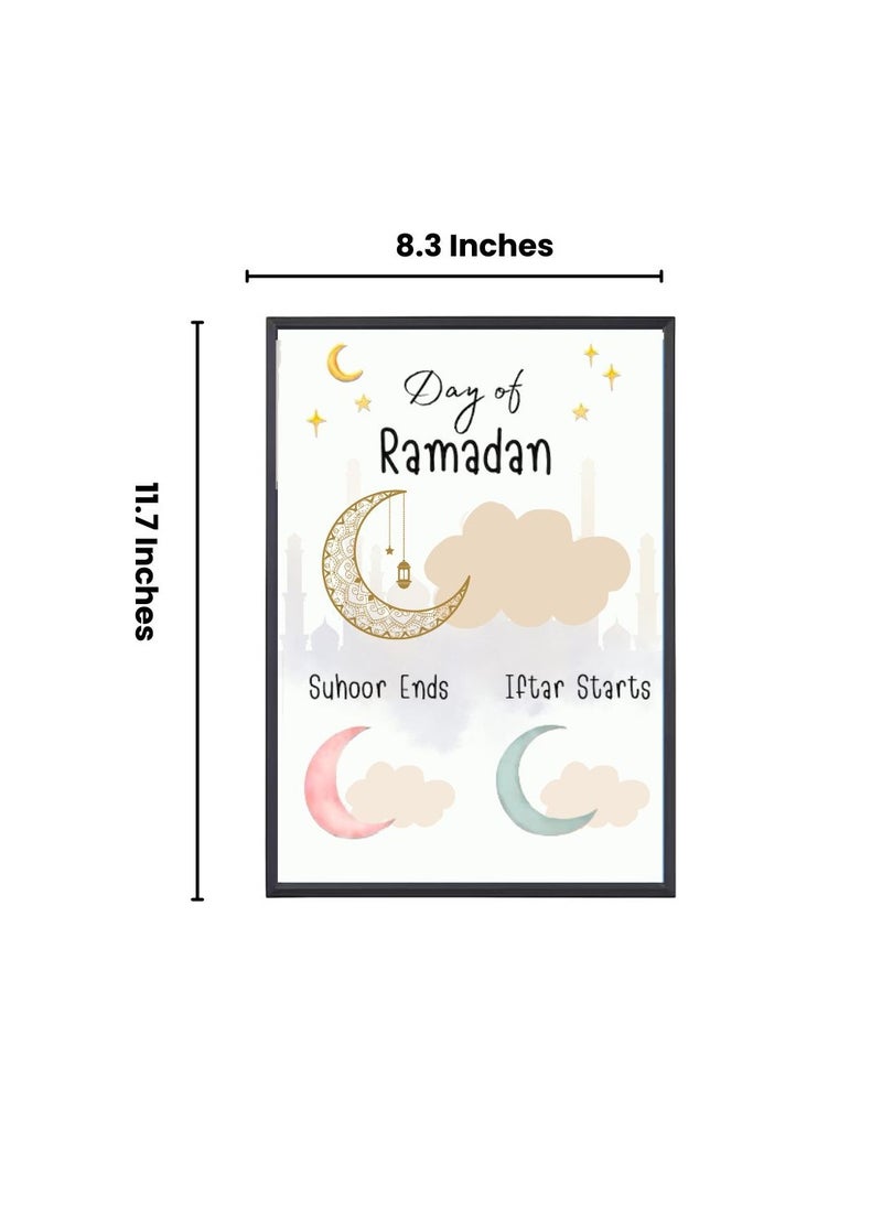 Ramadan A4 Photo Frame–Islamic Wall Art For Home And Office Decor–Inspirational Ramadan Decoration–Ideal For Living Room,Prayer Room Or Kids' Room