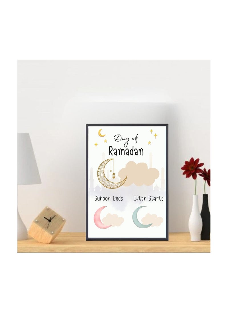 Ramadan A4 Photo Frame–Islamic Wall Art For Home And Office Decor–Inspirational Ramadan Decoration–Ideal For Living Room,Prayer Room Or Kids' Room