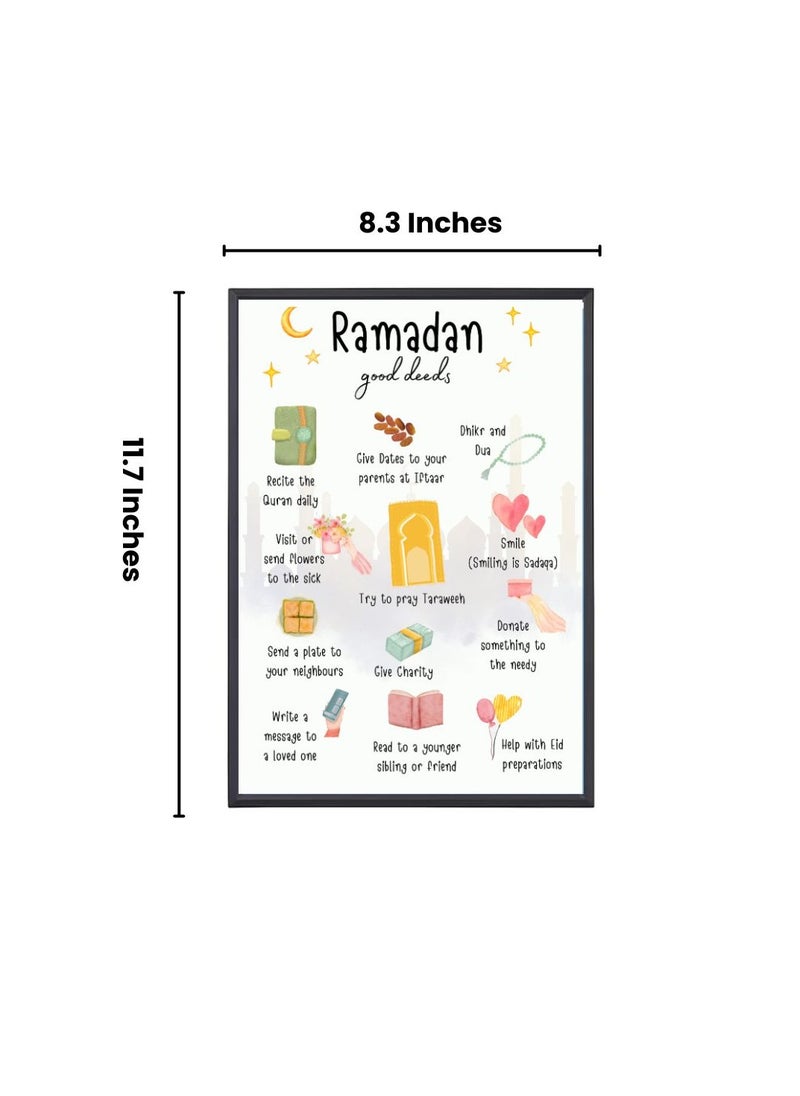 Ramadan A4 Photo Frame–Islamic Wall Art For Home And Office Decor–Inspirational Ramadan Decoration–Ideal For Living Room,Prayer Room Or Kids' Room