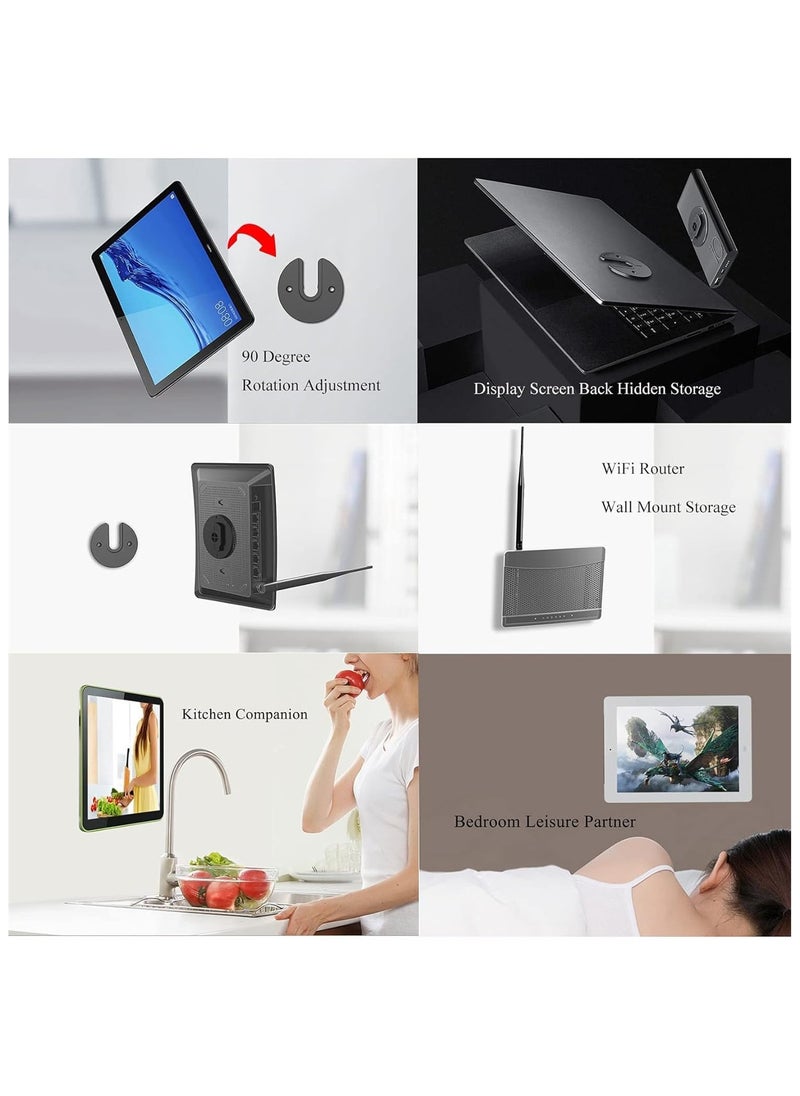 Universal Tablet Wall Mount Base, Adjustable 90 Degree Device Wall Mount Storage, Universal Electronic Swivel Tablet Stand for Most Tablet Computer/E-reader/Router (White)
