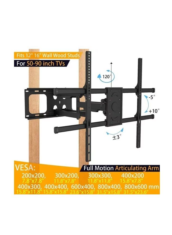 Wall TV Mount for 50 - 90 Inch Screens  Black