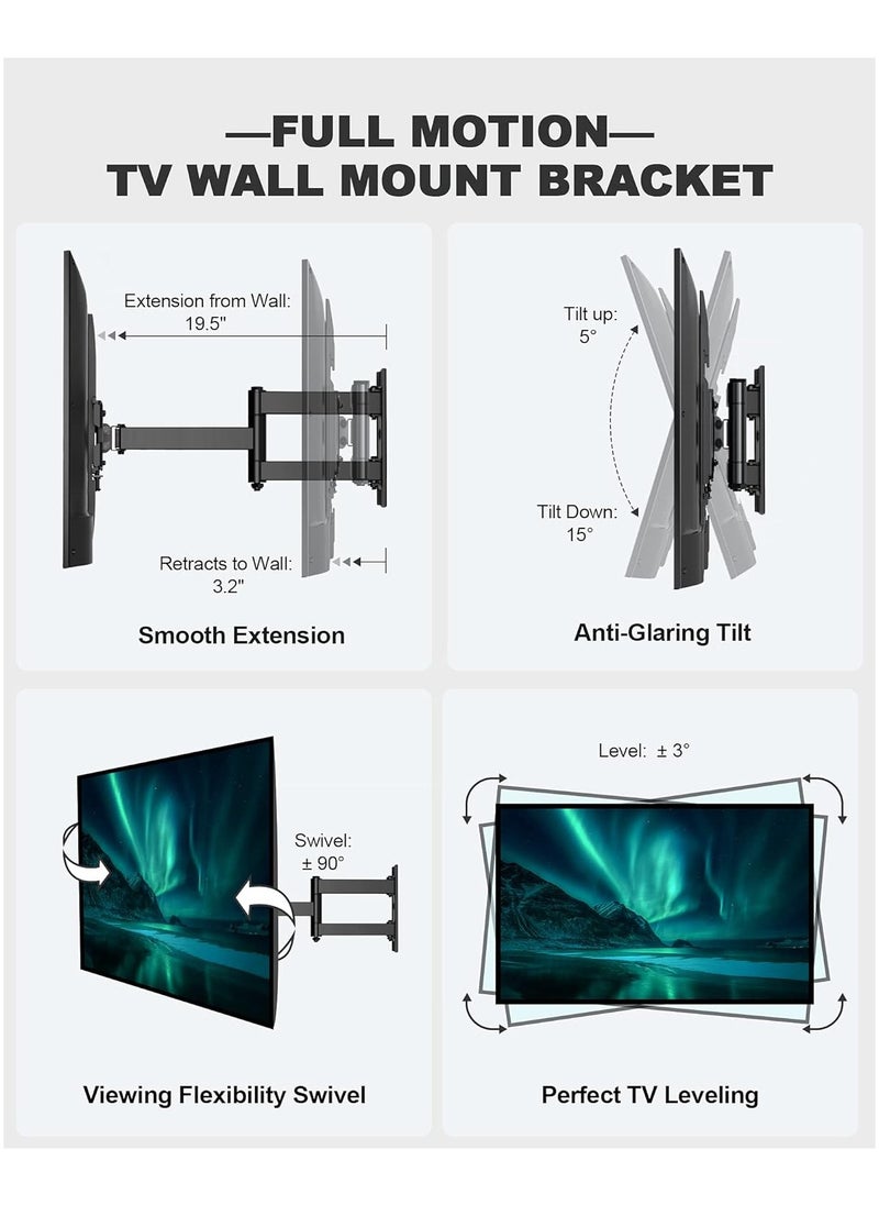 Full Motion Articulating Swivel Extension TV Wall Mount with Tilt for 32-55