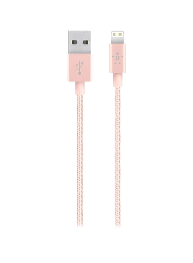 Braided iPhone Charging Cable, USB A To Lightning Cable, Boost Charge To USB For iPhone, iPad, AirPods, MFi-Certified Apple Cable, 1.2 M Rose Gold