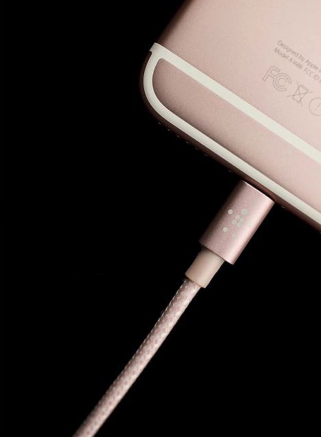 Braided iPhone Charging Cable, USB A To Lightning Cable, Boost Charge To USB For iPhone, iPad, AirPods, MFi-Certified Apple Cable, 1.2 M Rose Gold