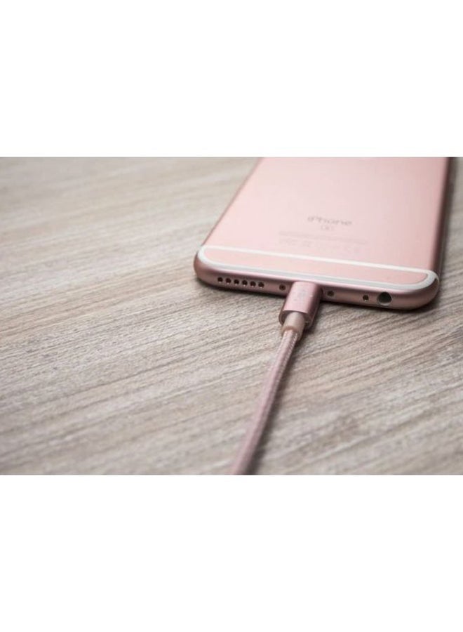 Braided iPhone Charging Cable, USB A To Lightning Cable, Boost Charge To USB For iPhone, iPad, AirPods, MFi-Certified Apple Cable, 1.2 M Rose Gold