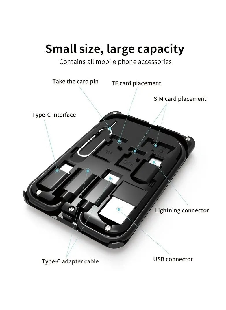 Multifunctional Foldable Cable And Lightweight Wireless Charger With Multiple Interfaces And  Compact  Easy To Carry For Travel