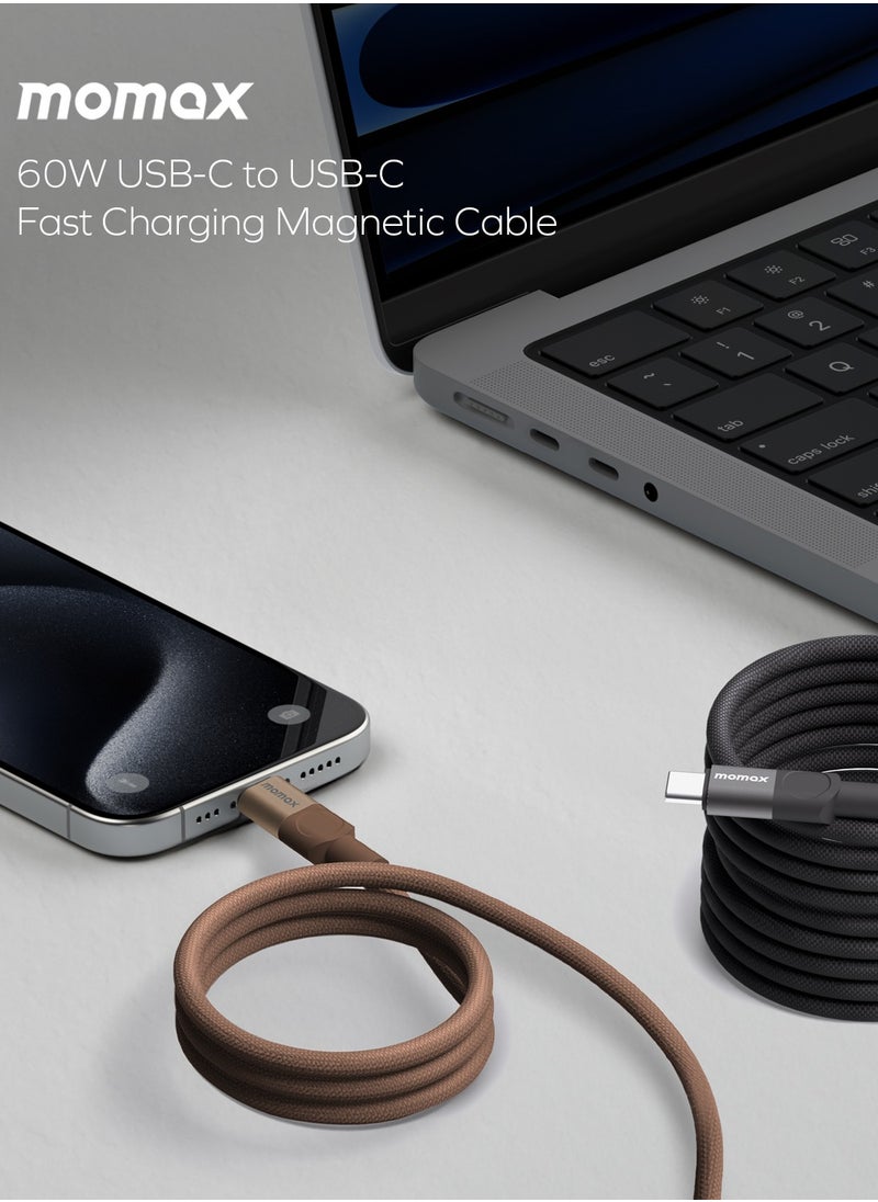 Mag Link 60W QC 3.0 (2 Meter) USB-C to USB-C Fast Charging Magnetic Cable - Desert Titanium