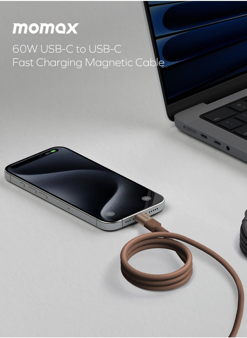 Mag Link 60W QC 3.0 (1 Meter) USB-C to USB-C Fast Charging Magnetic Cable - Desert Titanium