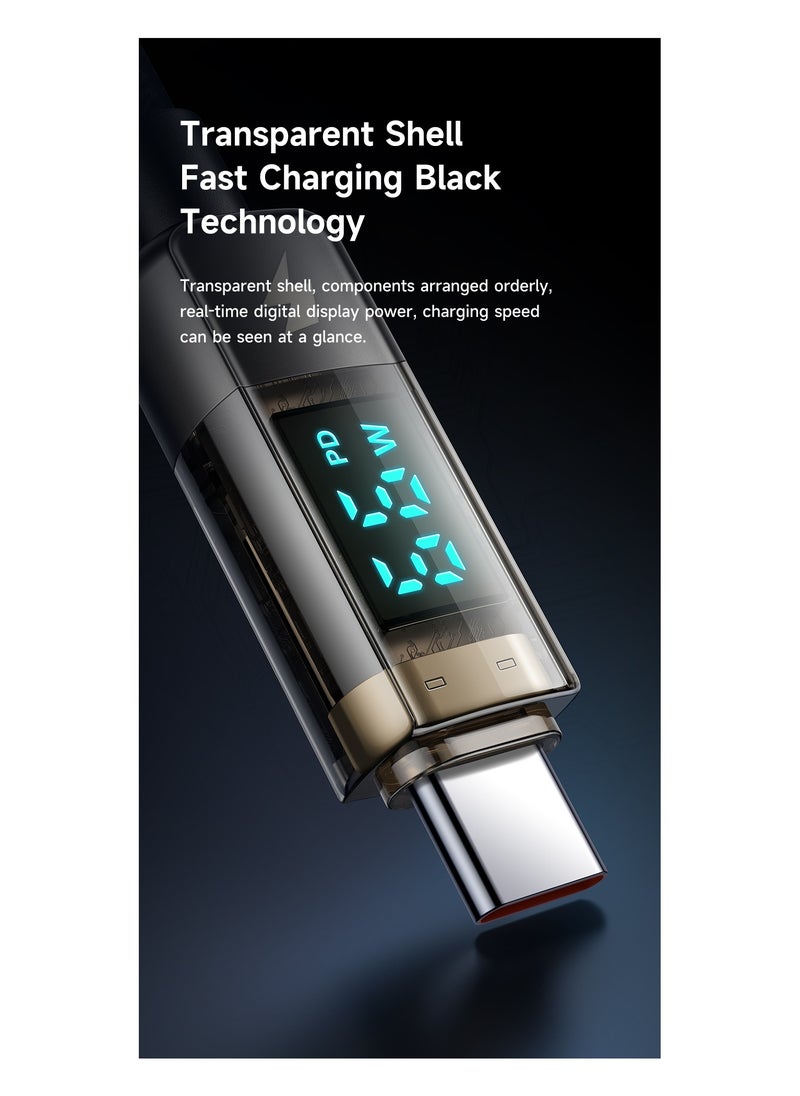 MCDODO Type-C to Type-C Fast Charging Cable PD 100W 1.2m with Digital Display Power Monitoring Auto Power Off PD Support Compatible with Samsung Huawei Type-C Devices iPad Pro MacBook