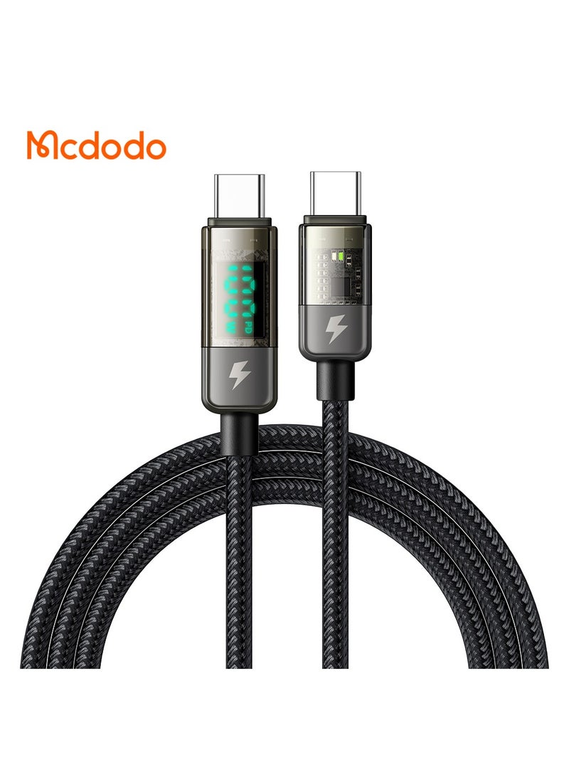 MCDODO Type-C to Type-C Fast Charging Cable PD 100W 1.2m with Digital Display Power Monitoring Auto Power Off PD Support Compatible with Samsung Huawei Type-C Devices iPad Pro MacBook