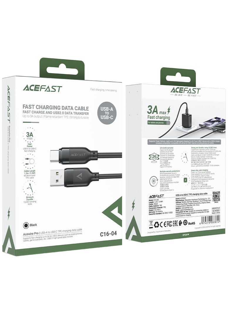 ACEFAST C16-04 USB-A to USB-C charging data cable.