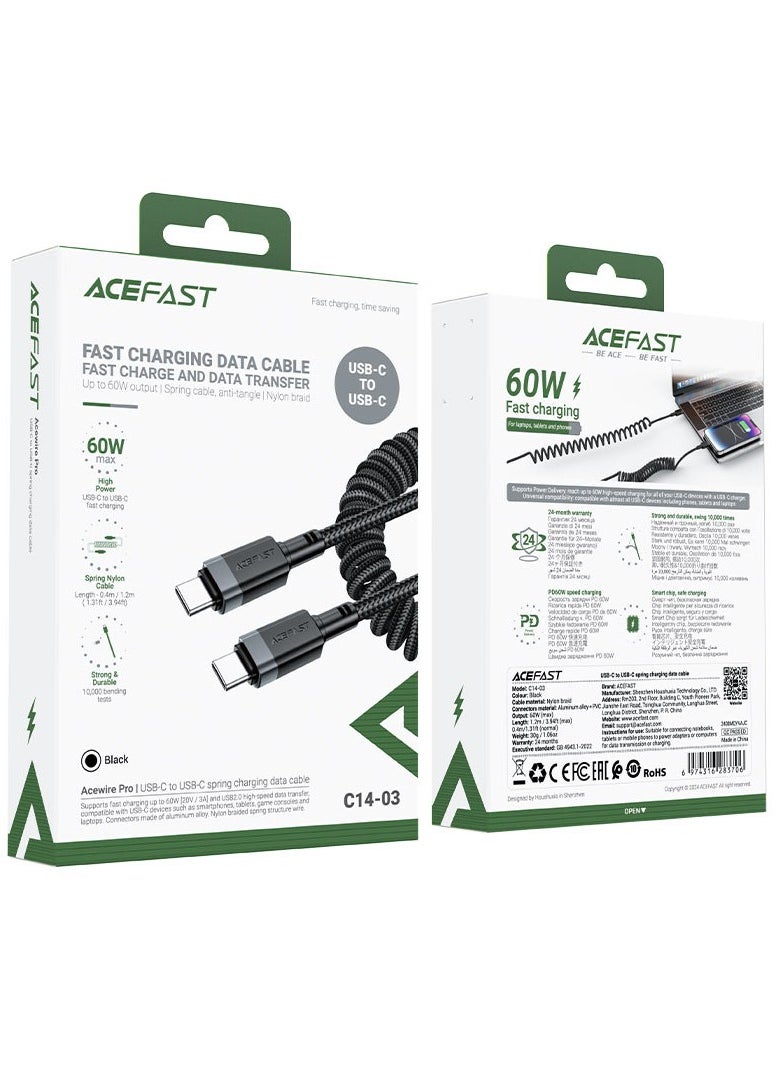 ACEFAST C14-03 60W USB-C to USB-C spring charging data cable