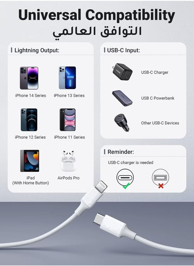 iPhone Charger Cable 1M [MFi Certified] USB C to Lightning Cable Fast Charging Power Delivery PD 20W iPhone Cable for iPhone 14/14 Pro/14 Plus/14 Pro Max, iPad Pro, iPhone 8-13 All Series