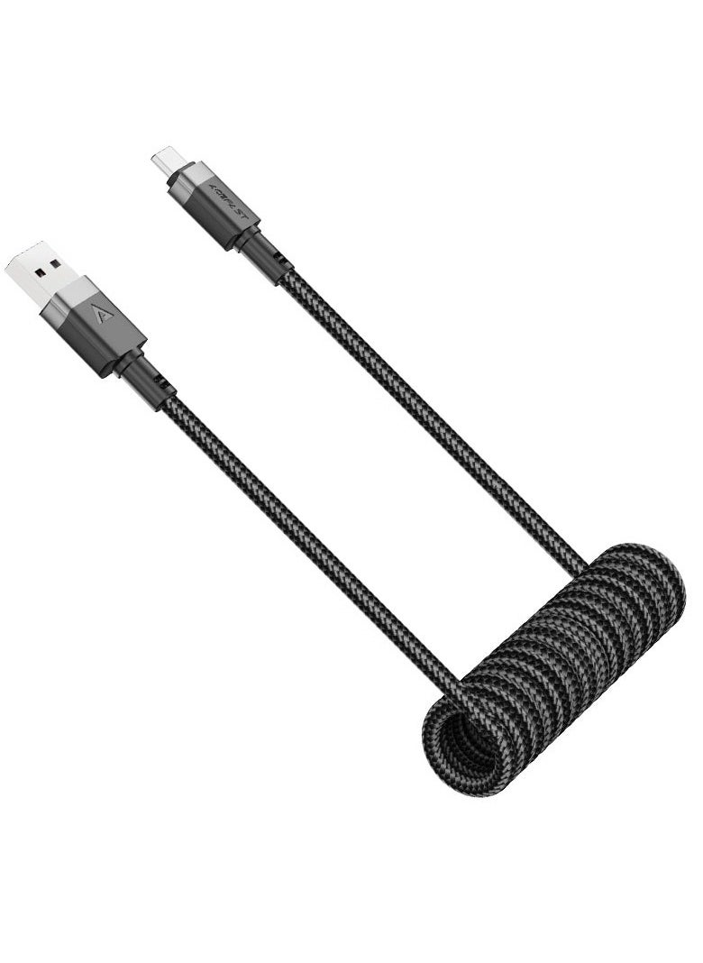 ACEFAST C14-04 USB-A to USB-C spring charging data cable.