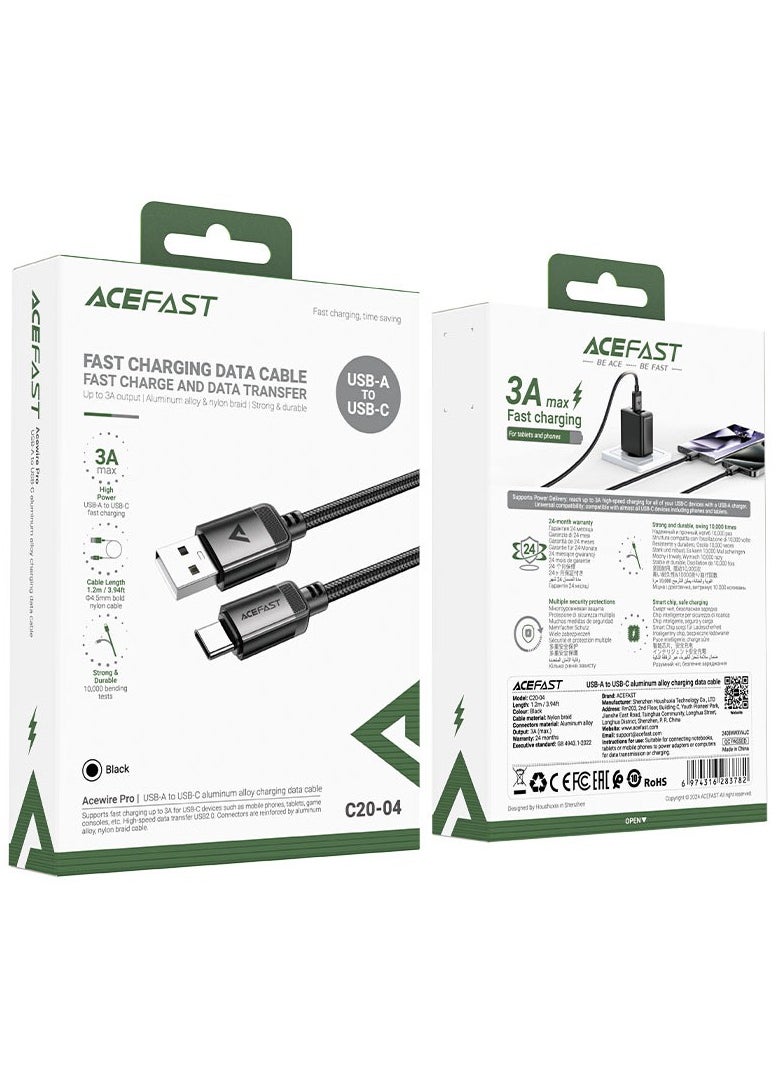 ACEFAST C20-04 USB-A to USB-C charging data cable.