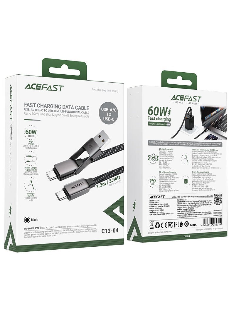 ACEFAST C13-04 USB-A / USB-C to USB-C charging data cable.