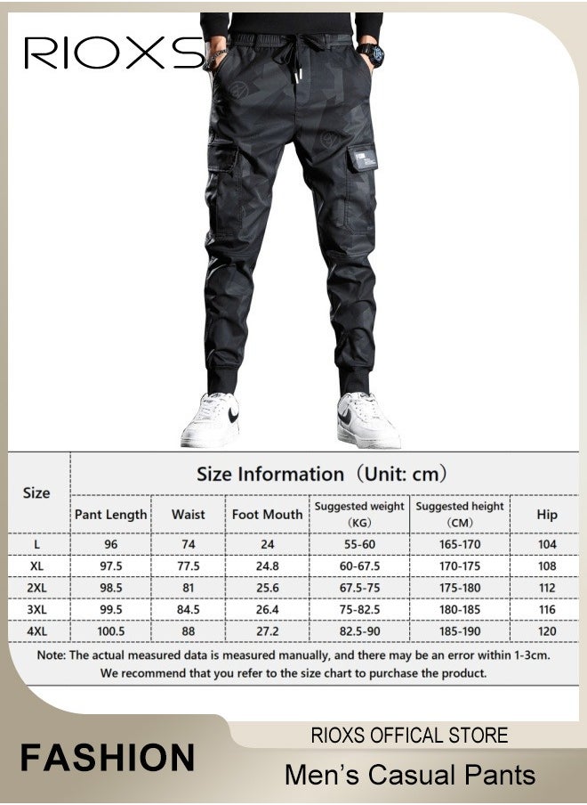 Men's Camouflage Casual Long Pants,Drawstring Elastic Waist Joggers Sweatpants,Fashionable Trendy Cargo Pants,Lightweight Sweat Pants With Pockets,Trousers Gift For Dad Brother Boyfriend