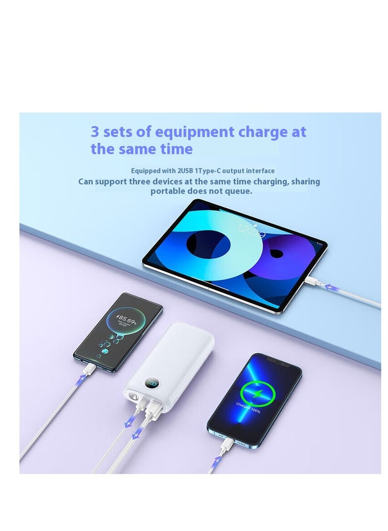 Power-Bank - 20000mAh Power Bank PD 22.5W and QC 3.0 Quick Charging Built-in Bright Flashlight LED Display 2 USB 1Type-C Output for Most Electronic Devices on The Market(white)