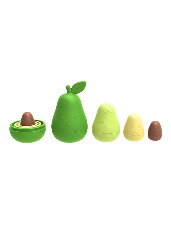 Twisoo Silicone Avocado Stacking Toy for Babies & Kids - BPA-Free, 100% Safe, 4-Piece Educational Playset Green