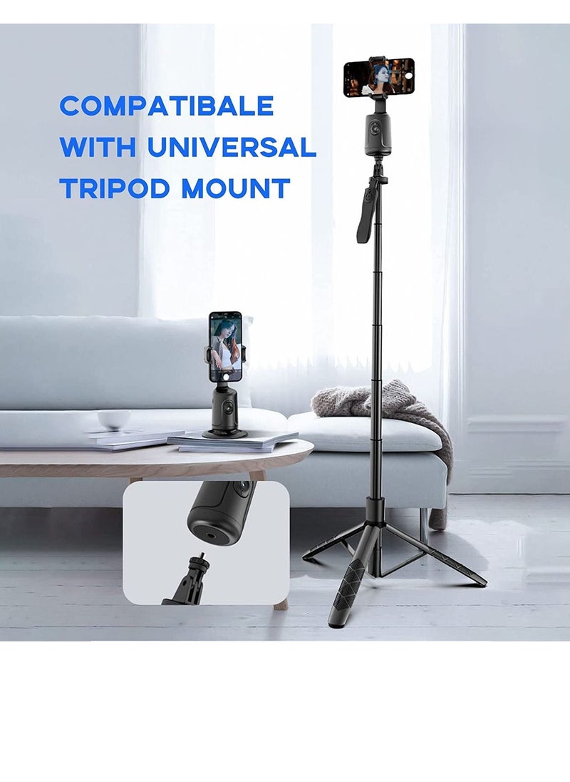 Auto Face Tracking Tripod, 360° Rotation Auto Tracking Phone Holder,Smart Phone Moving Tripod for Live Vlog Streaming Video Outdoor Sport Shoot, Rechargeable Batter, No App. (Black)