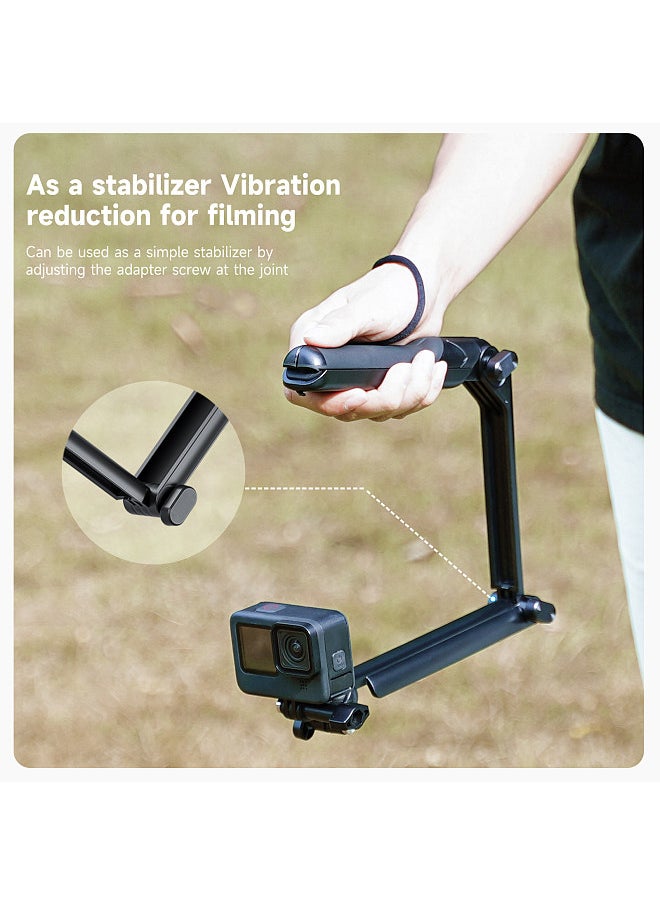 TELESIN TE-TPR-009 Tripod Stand Foldable Pole 360° Rotatable Selfie Stick Multi-Mount Tripod 3-Way Adjustable Handler Grip Mutifunctional Camera Stick Compatible with GoPro11/10/9