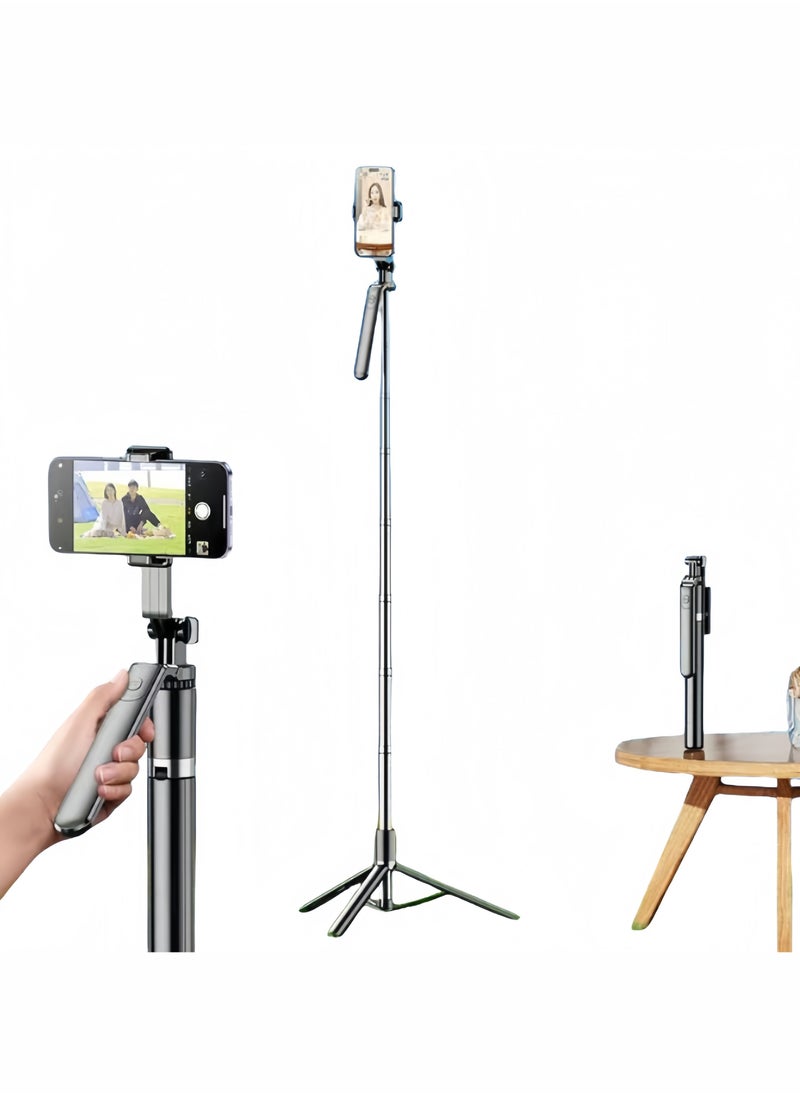 Selfie Stick Tripod, 70inch/170cm Extendable Phone Tripod Alloy Camera Stand With Bluetooth Remote Shutter, All in One Tripod For iPhone 16/15 series, Samsung Galaxy S24 S23, Xiaomi, Cameras Black