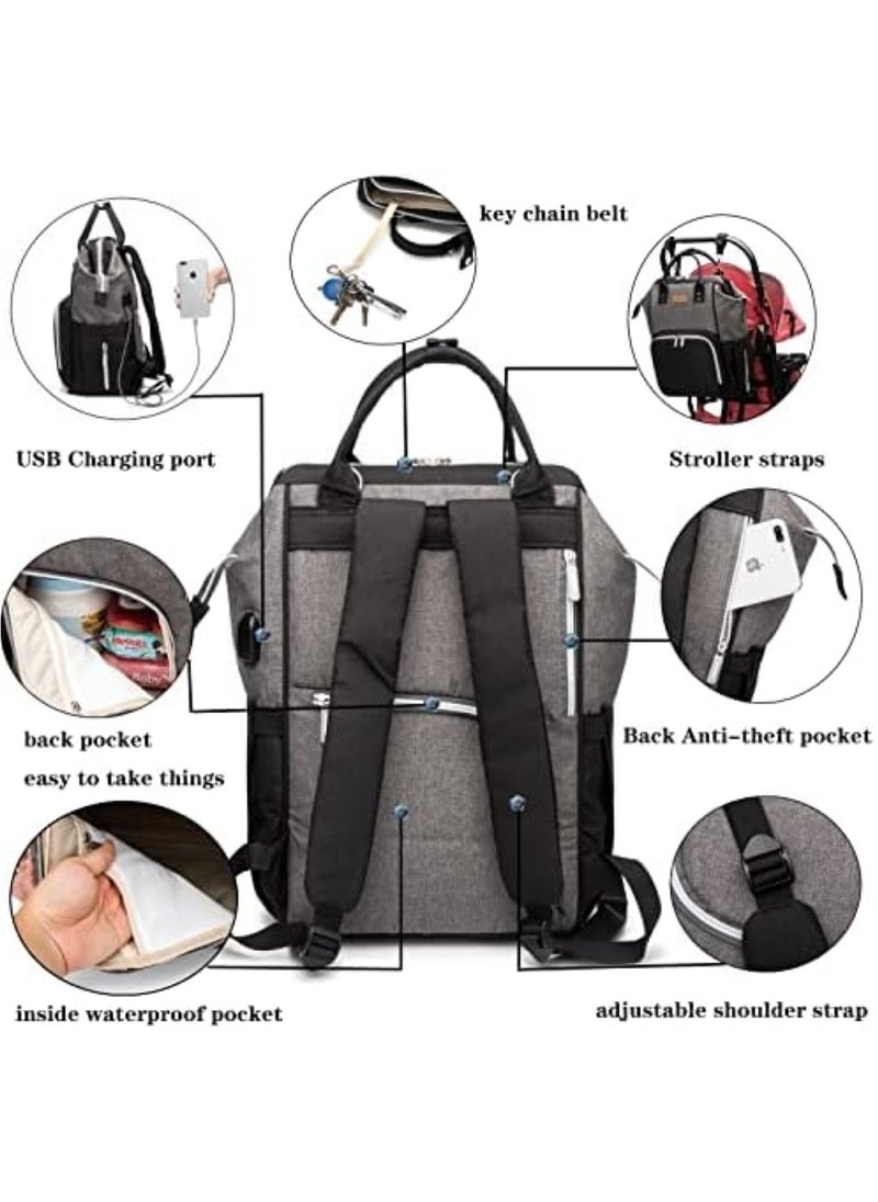 Modern Grey & Black Mums Baby Travel Bag Stylish and Functional