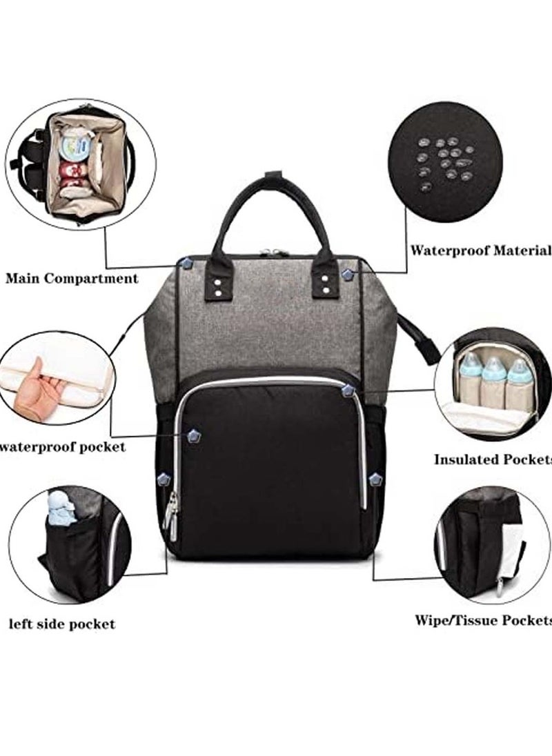 Modern Grey & Black Mums Baby Travel Bag Stylish and Functional